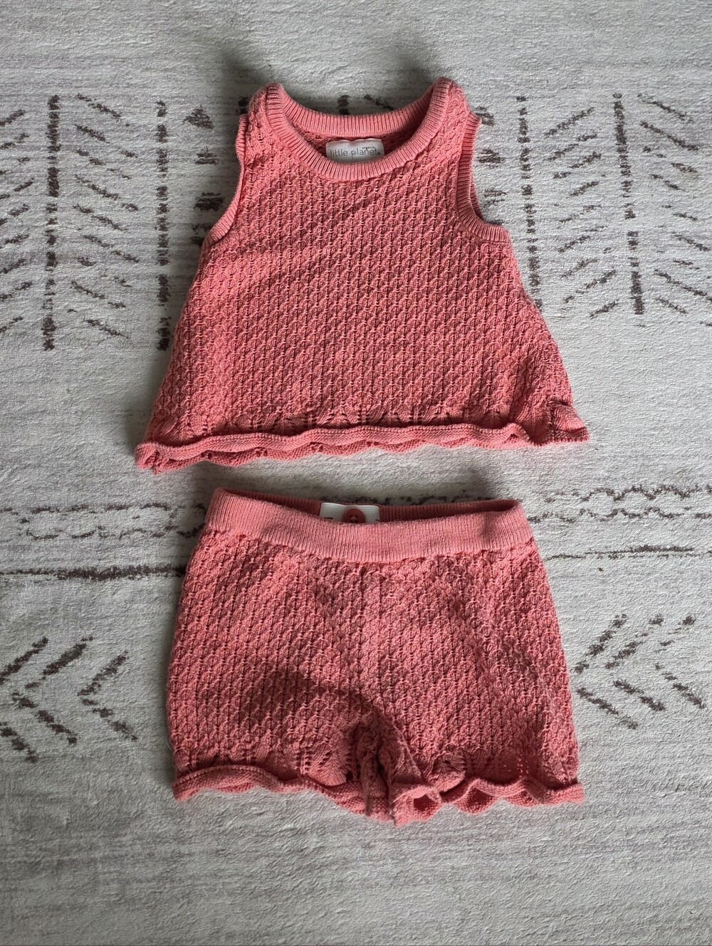 Little Planet Coral Baby Girl Knit Outfit 9m